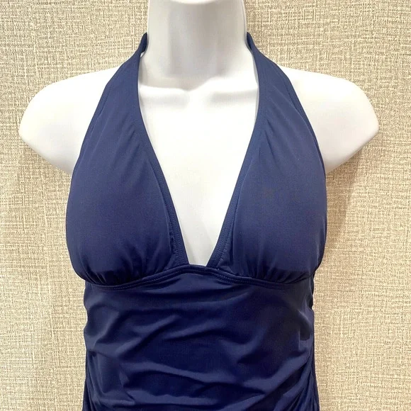 Calvin Klein Halter Swimsuit Cami Tankini Tank Top Blue sz S Padded Cups - Picture 2 of 5